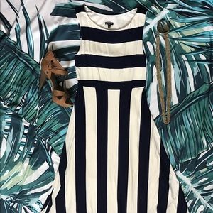 LILY MAXI DRESS DARK BLUE WHITE STRIPES RAYON